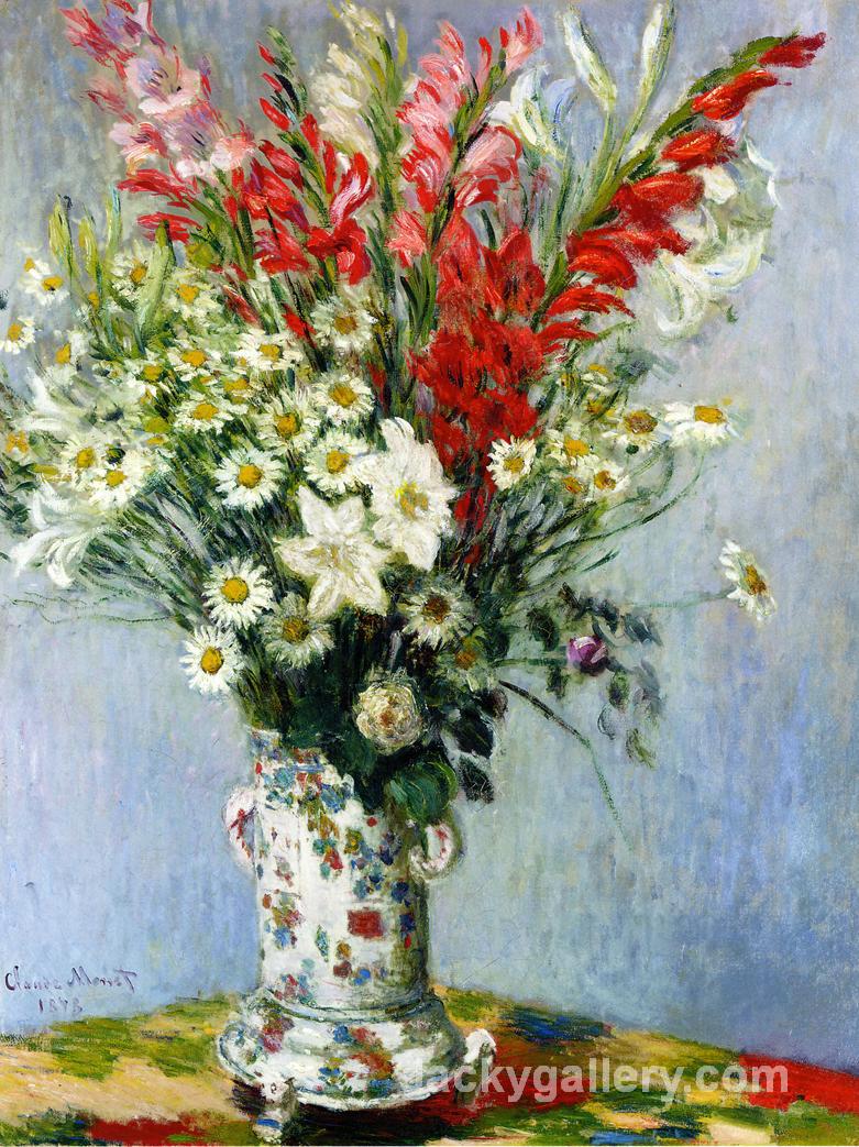 Bouquet of Gadiolas, Lilies and Dasies by Claude Monet paintings reproduction